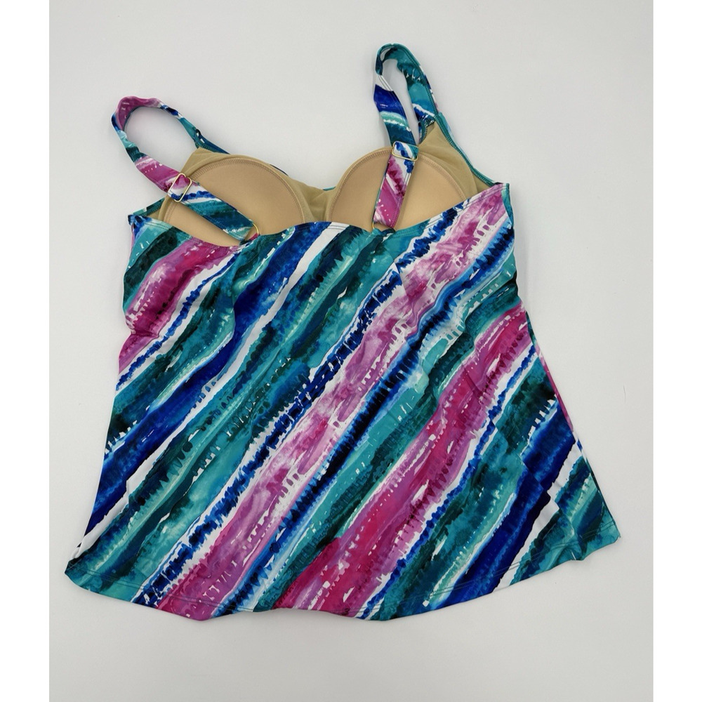 Swimsuits For All Women’s 2 Piece Tankini Bike Shorts Rainbow Stripe Size 12 New - Picture 3 of 8